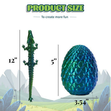 3D Printed Dragon Egg With Dragon Inside, Easter Eggs Articulated Mystery Crystal Dragon, Adults Fidget Toys Fo For Autism/Adhd, Easter Basket Stuffers Desk Toys For Home Office Decor(Laser Green)