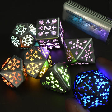 EXCECAR Wireless Charging DND Dice Set, Light Up Dice, Rechargable LED Dice, 7pcs D&D Dice, Polyhedral Dice Set for RPG Role Pla