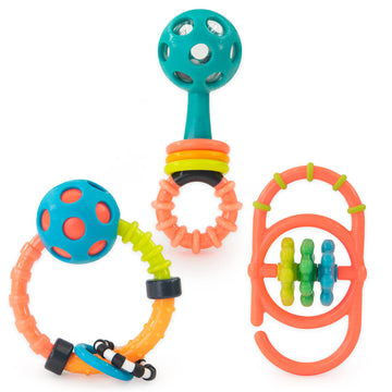 Sassy My First Rattles Newborn Gift Set With 3 Soft And Flexible Rattles, Ages 0+ Months