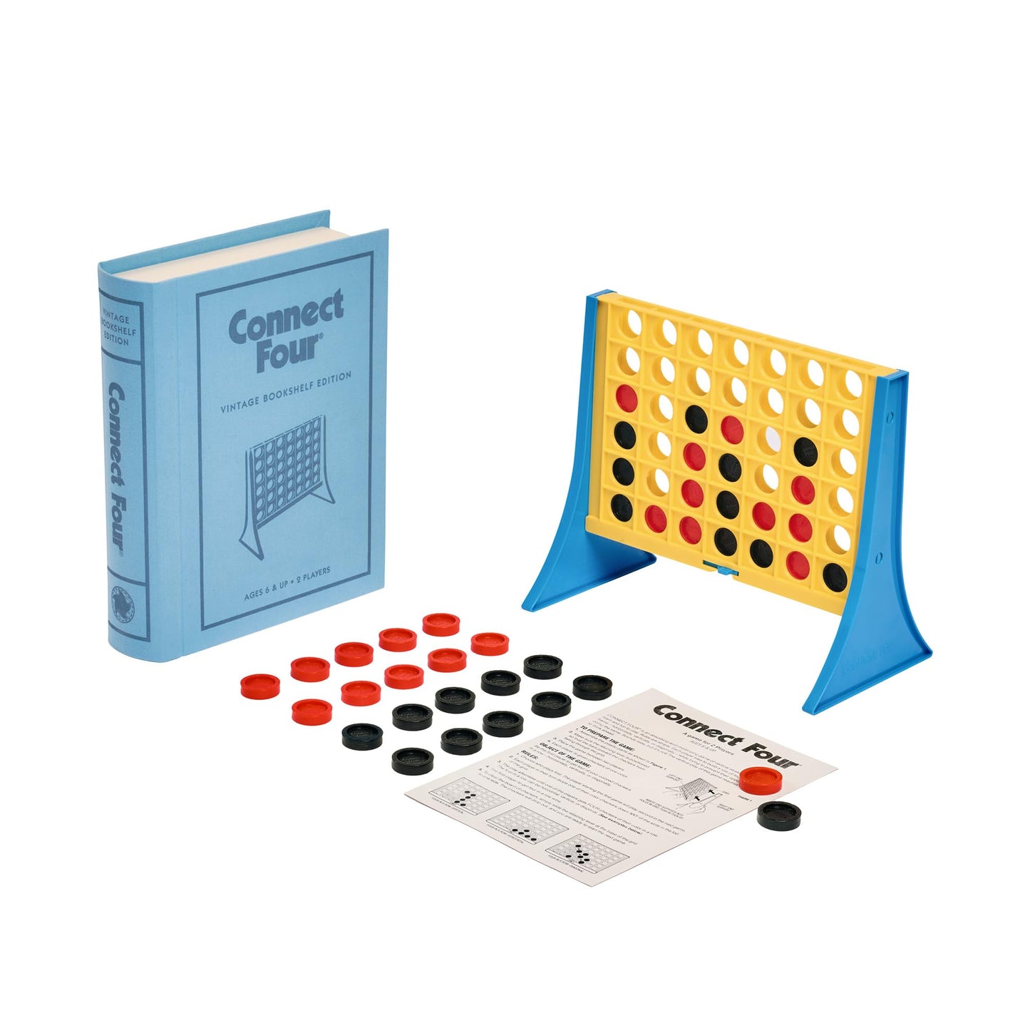 WS Game Company Connect Four Vintage Bookshelf Edition - Linen, Modern Burlap, Model 43417