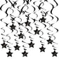 BEISHIDA Black Stars Hanging Swirls Bachelorette Graduation Hanging Ornament Decorations for Birthday Party Supplies Congrats Gr