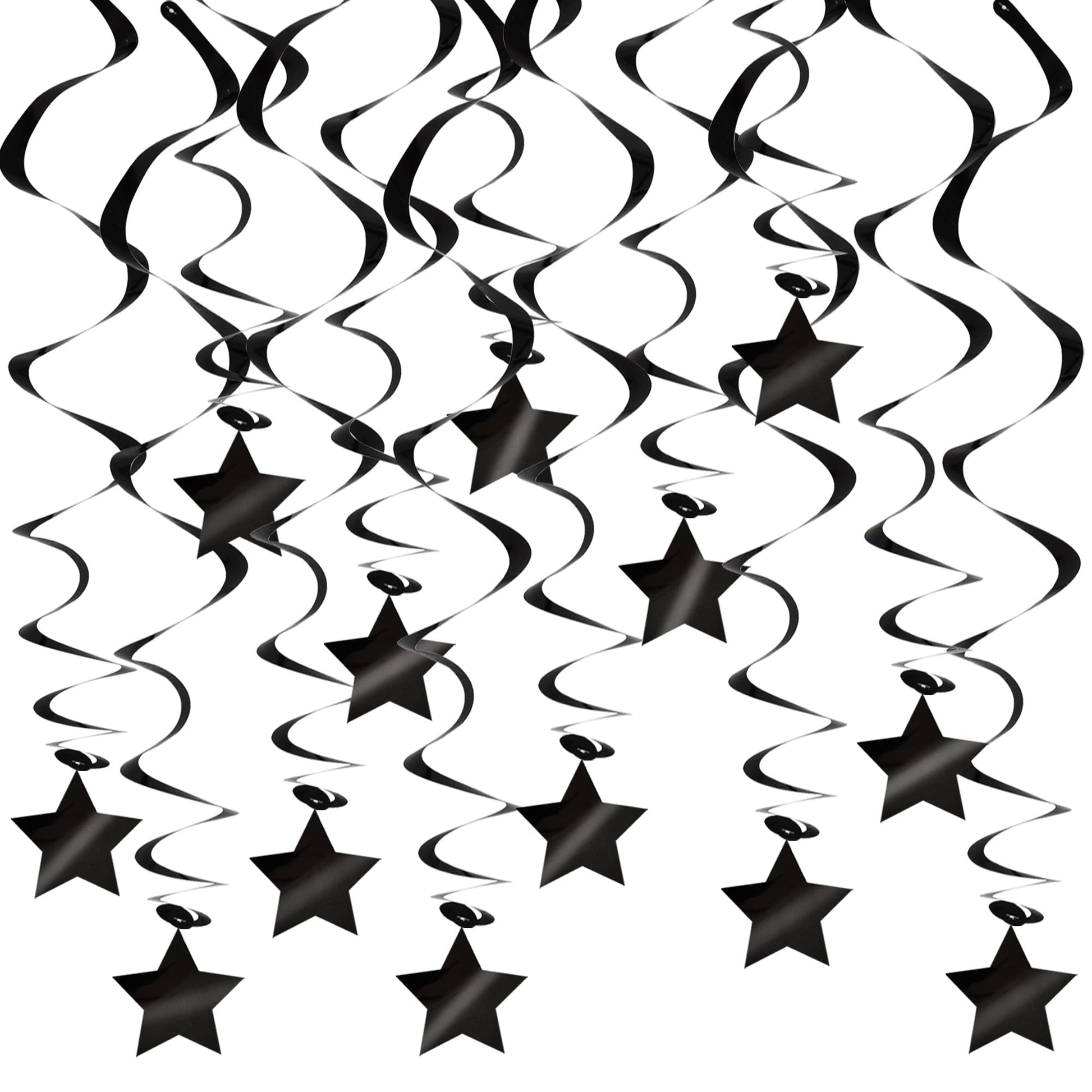 BEISHIDA Black Stars Hanging Swirls Bachelorette Graduation Hanging Ornament Decorations for Birthday Party Supplies Congrats Gr