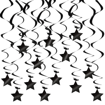 BEISHIDA Black Stars Hanging Swirls Bachelorette Graduation Hanging Ornament Decorations for Birthday Party Supplies Congrats Gr
