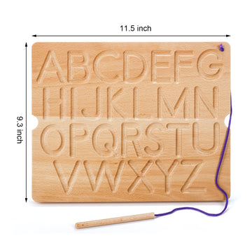 Suwimut Number & Letter Tracing Board, Wooden Alphabet Learning Montessori Toys for Kids Age 3-5, Double Sided Writing Practice