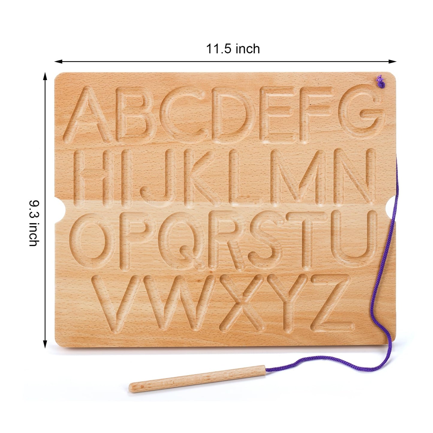 Suwimut Number & Letter Tracing Board, Wooden Alphabet Learning Montessori Toys for Kids Age 3-5, Double Sided Writing Practice