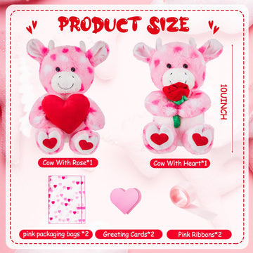 Shappy 2 Sets Large Valentines Day Plush Stuffed Animal With Heart And Rose, Cute Stuffed Animal Toys, Valentine'S Day Wedding G