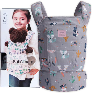 Bebamour Doll Carrier Original Reborn Baby Doll Carrier For Doll Toys Doll Carrier For Girls And Boys (Grey Animal)