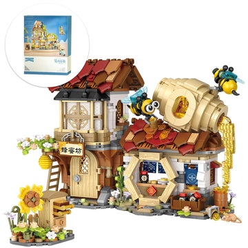 Yoxindax Honey Bee Workshop Mini Building Set, Creative Diy Simulation Building Toys, 1242Pcs Mini Building Honey Bee Workshop S