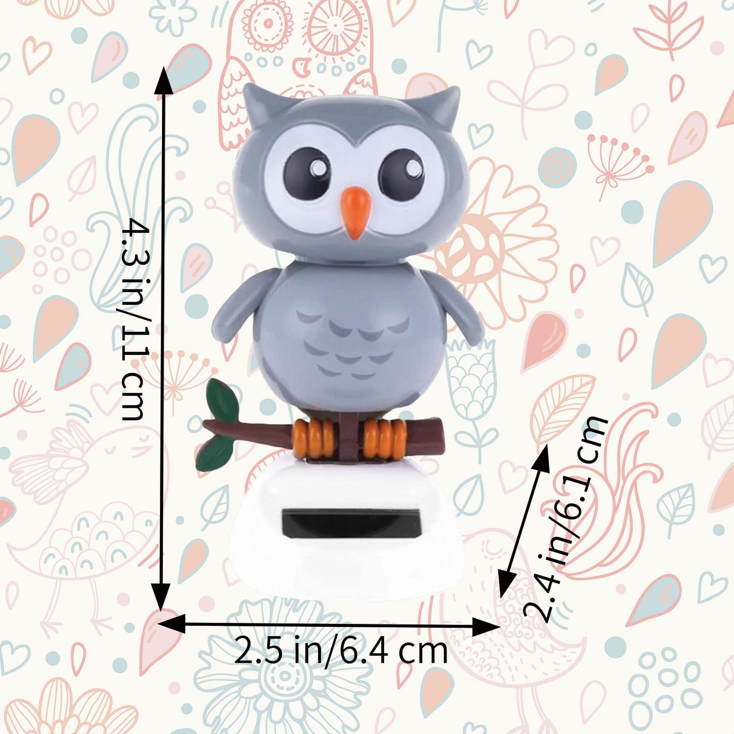 Solar Powered Toy Owl Dancing Figure, Cute Solar Dancing Shaking Head Animals For Car Dashboard Decoration And Desk Ornament (A-