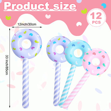 Civaner 6 Pcs Candyland Birthday Party Decoration Donut 33 Inch Lollipop Stick Inflatable Large Candy Float Donut Shape Balloon