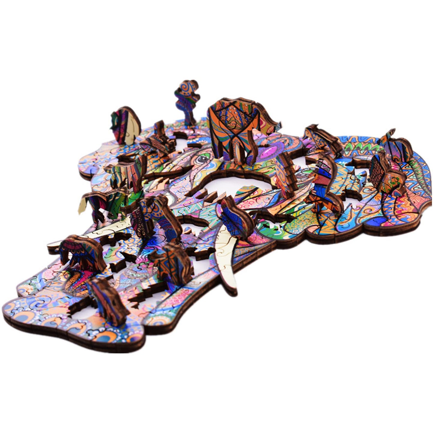 Wentufin - 150 Pieces Wooden Jigsaw Puzzles For Adults Large Size Wood Cut Puzzles Elephant Wooden Jigsaw Puzzles Gift For Chris