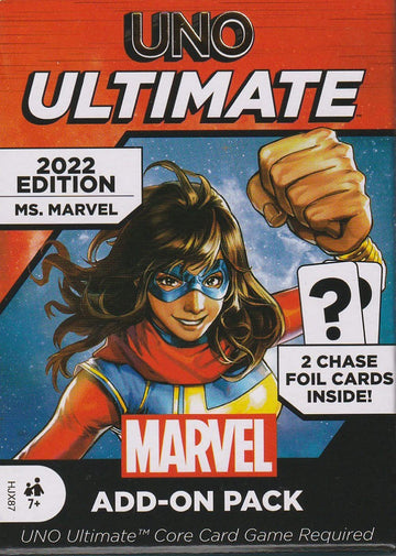 Uno Ultimate Marvel Card Game Add-On Pack With Ms. Marvel Character Deck & 2 Collectible Foil Cards