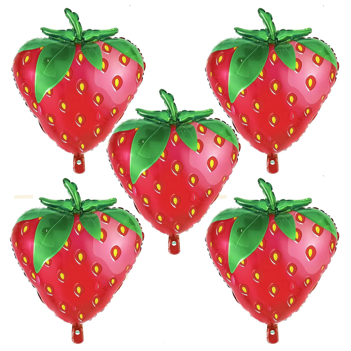 Gotpass 5 Pcs Strawberry Balloons Fruit Strawberry Foil Mylar Balloons Strawberry Themed Party Birthday Supplies For Baby Shower