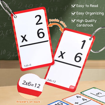 Joycat 288 Math Flash Cards Set Of 4- Multiplication, Division, Addition And Subtraction Flashcards For Kids 1St 2Nd 3Rd 4Th 5Th