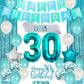 30Th Birthday Decorations For Women Girls Teal - Queen Sash Happy Birthday Banner Cake Topper Number 30 Foil Balloon Foil Curtai