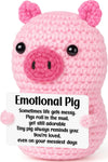 Positive Crochet Pink Pig Christmas Birthday Gifts for Women, Handmade Emotional Inspirational Pig with Affirmation Cards for Wo