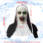 lewexiison 2024 Nun Scary Mask,Halloween Party Scary Full Head Costume Mask with cross necklace,Blood mouth
