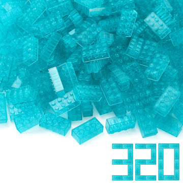 Feleph 320 Pieces Transparent Light Blue 2X4 Bricks Parts Building Kit Creative Play Set Blocks Classic Toy Accessories Compatible With 3001 Major Brands (Trans Light Blue)