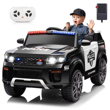 Hikole 12V Ride On Police Car For Kids 4-8, 12V Electric Car For Kids With Remote Control, 2 * 30W Motor, Music, Alarm Lights, M