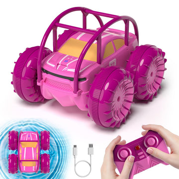 zingzoom Amphibious Remote Control Car, Rechargeable Direct Charging RC Cars 360 Flip Waterproof RC Stunt Car 2.4Ghz 15KM/H 4WD 