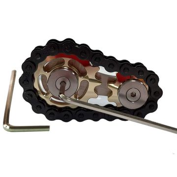 Bitopbi Stainless Steel Sprocket Fidgets Chain Fidget Cube Gears Linkage Bike Chain Novelty Fidget Block Kinetic Desk Toy Metal Edc Focus Meditation Break Bad Habits Adhd (Gold+Black)