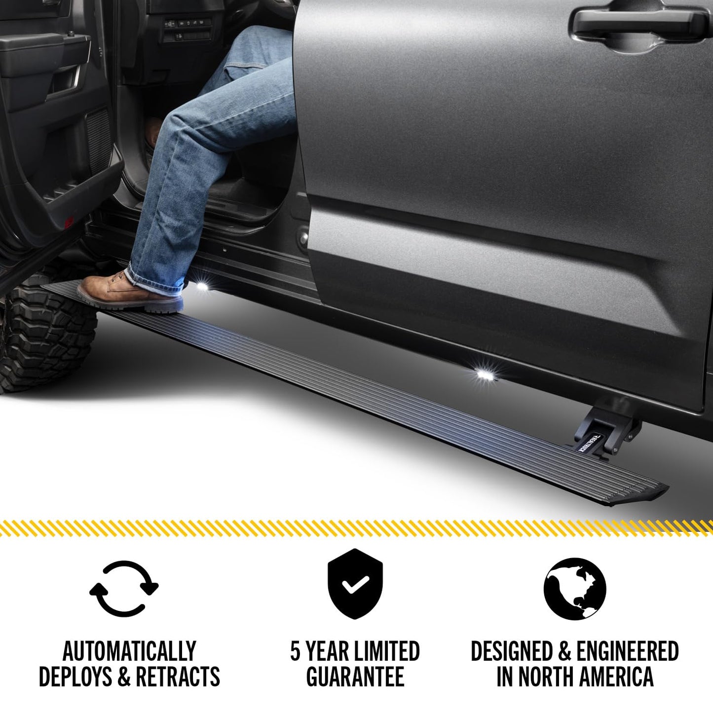 RealTruck Volt Power Running Boards for 2020-2025 Jeep Gladiator JT (2020-2025) 4-Door | Aluminum, Textured Black | 20451687PC |