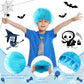 Xunyee 4 Pieces Blue Fuzzy Wig Funky Clown Crazy Hair Wig Character Cosplay Costume Accessories For Kids Teens 100Th Day Of Scho