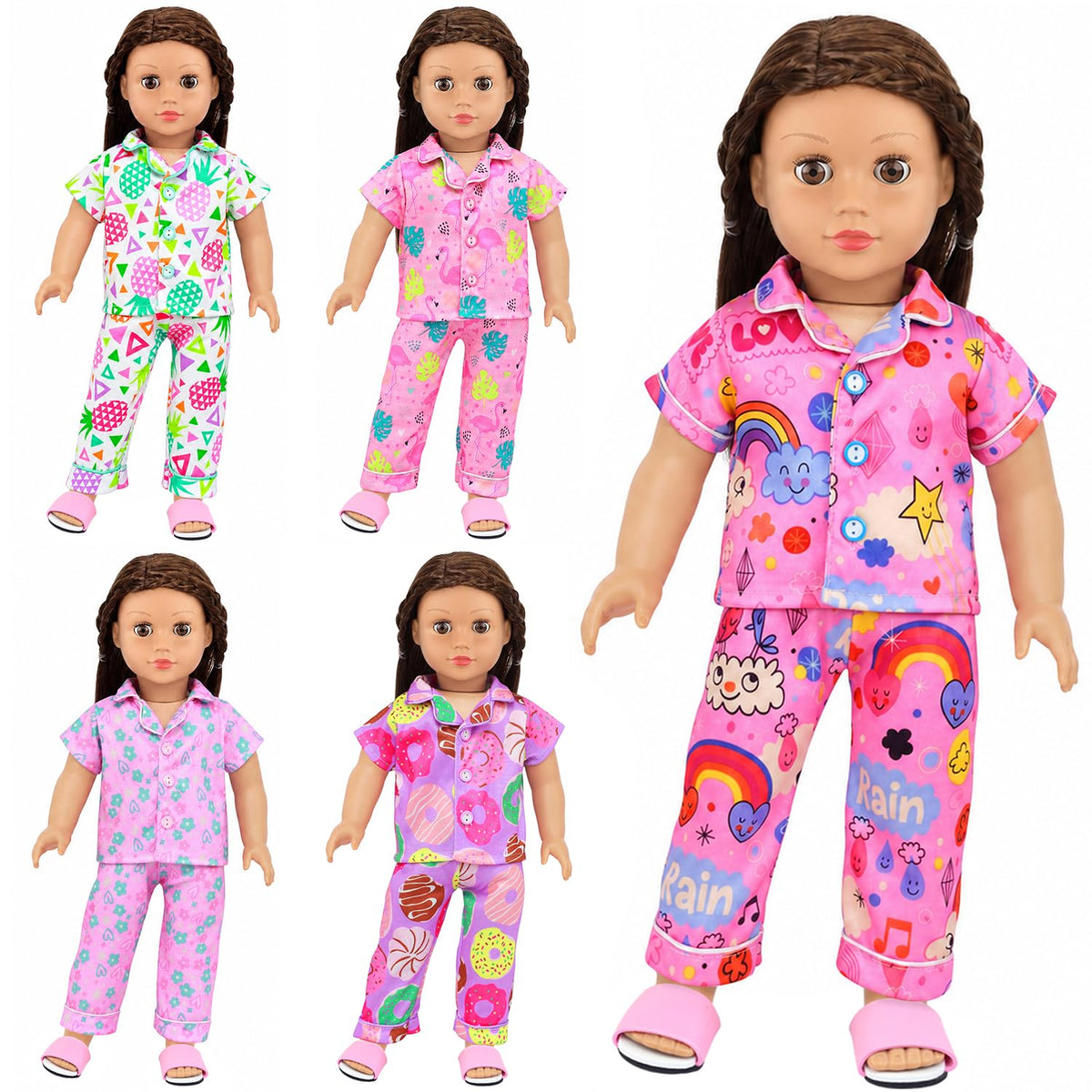 UNICORN ELEMENT 5 Sets Doll Casual Resting Clothes for 18 Inch Dolls