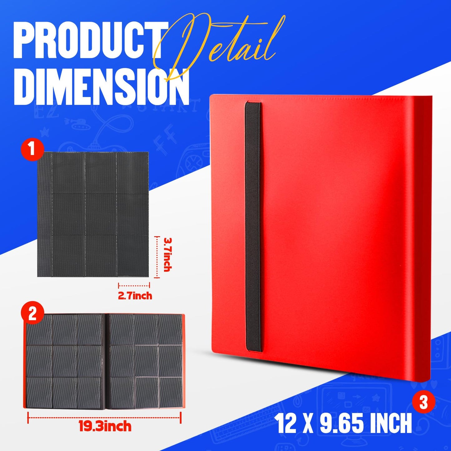 Card Binder 9-Pockets  Trading Card Binder  20 Pages  360 Card Capacity Collection Binder  Card Folder for MTG  TCG  Game Cards & Sports Cards(Red)