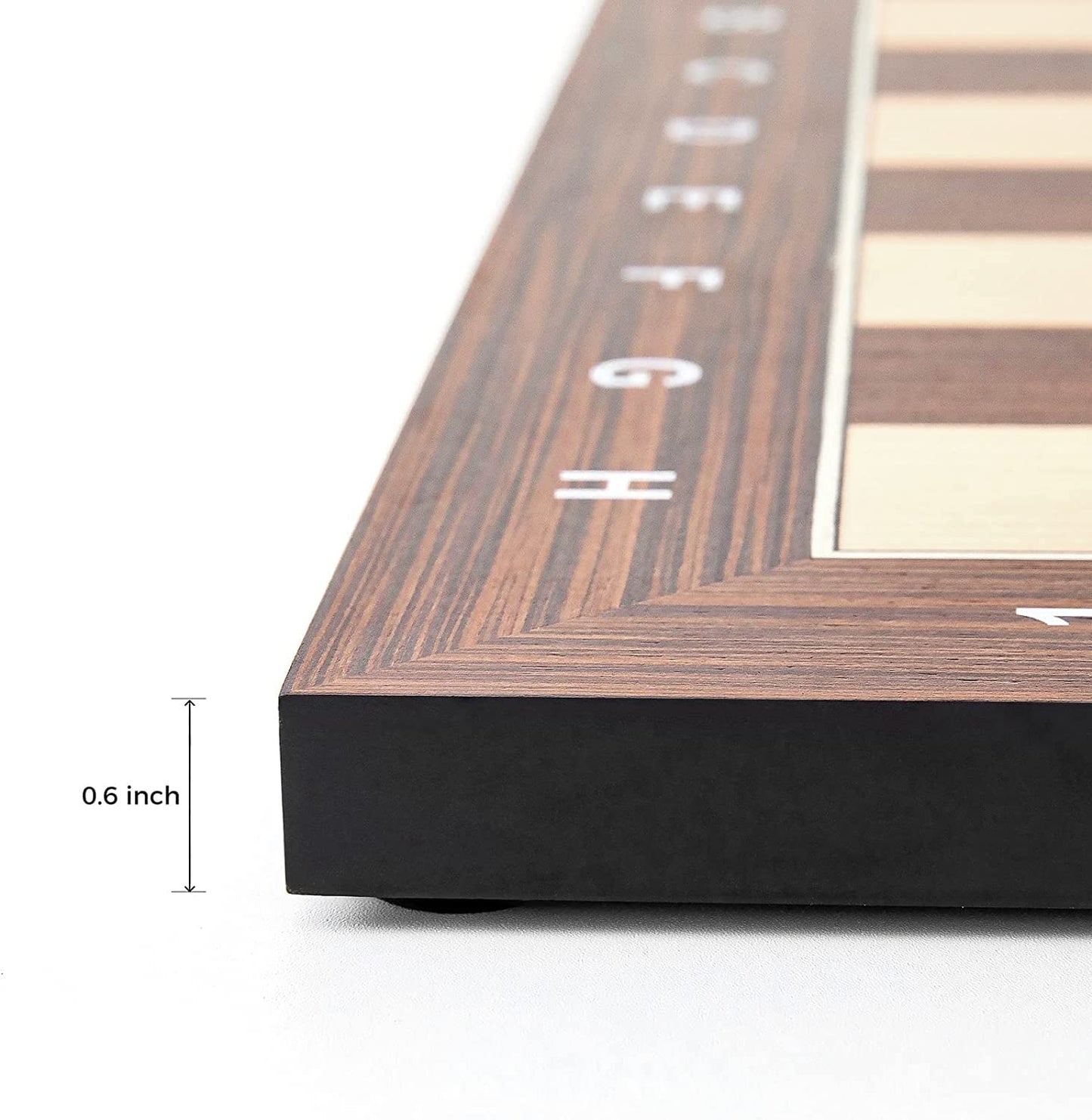 Woodronic 16' Chess Board, Cassia Siamea And Maple Wooden Tournament Chessboard With 1.6' Squares, Ideal Gifts For Professional Chess Players
