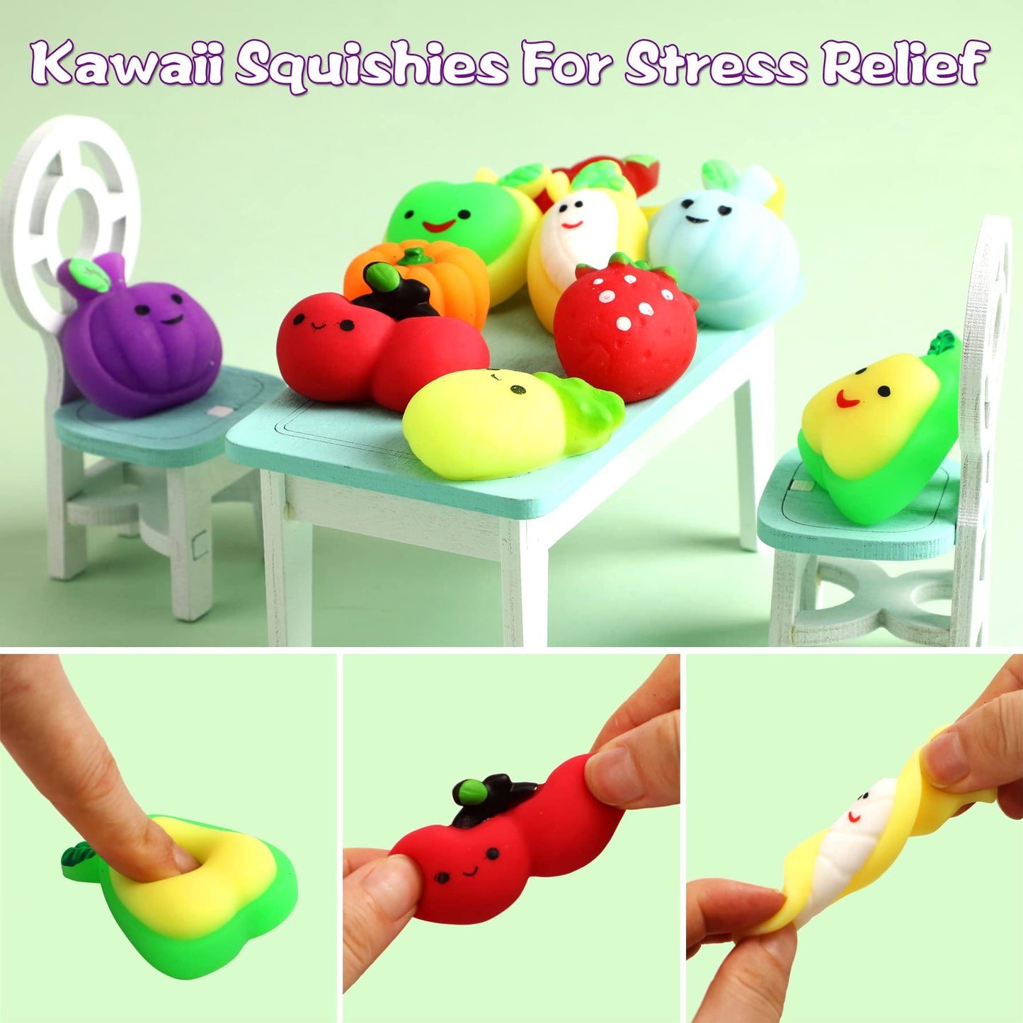 Mochi Squishy Toys, 24 Pcs Fruit Squishy Party Favors For Kids Classroom Prize Stress Relief Squishies Bulk Gift For Birthday Pi