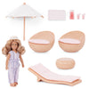 Lori - Marina'S Terrace Set - Mini Doll & Toy Terrace Furniture - 6-Inch Doll & Dollhouse Accessories - Chairs, Table, Umbrella,