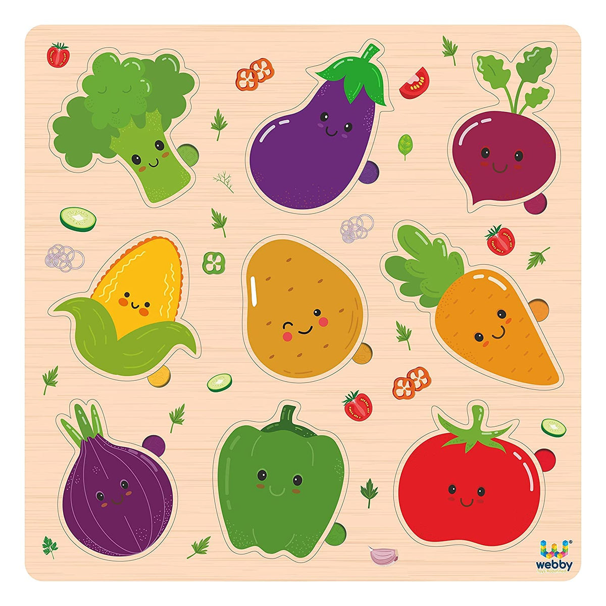 Lattice Wooden Vegetables Montessori Educational PreSchool Puzzle Board Toy For Boys And Girls
