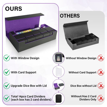 Card Deck Box For Mtg Commander, Large 6 In 1 Card Storage Display Case With 5Pcs Tcg Deck Boxes & Dice Tray, Holds 2400+ Unslee