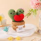 Lasuroa Positive Cactus Crochet, 3.9 Inch Funny Positive Knitted Plants Cactus Doll Toy Emotional Potato Holding Support Card Small Cactus Decorations For Birthday Party Mexican Carnival Gifts