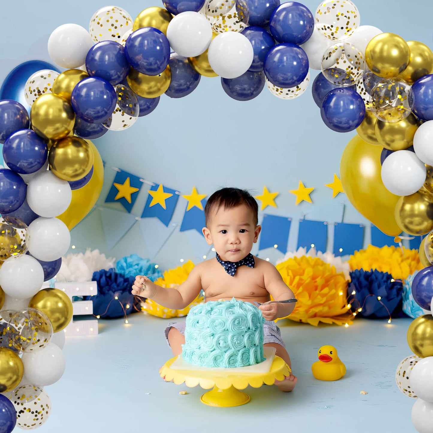 62Pcs Gold Navy Blue Balloons Kit - 12 Inches Gold Blue Party Decoration Balloons For Graduation Baby Shower Birthday Party Decorations Favors