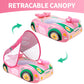 Swimbobo Toddler Pool Float Inflatable Car Baby Swim Float With Adjustable Sun Canopy And Safety Seat Pool Toys For Kids 3+ Years Old(Pink Green Car)