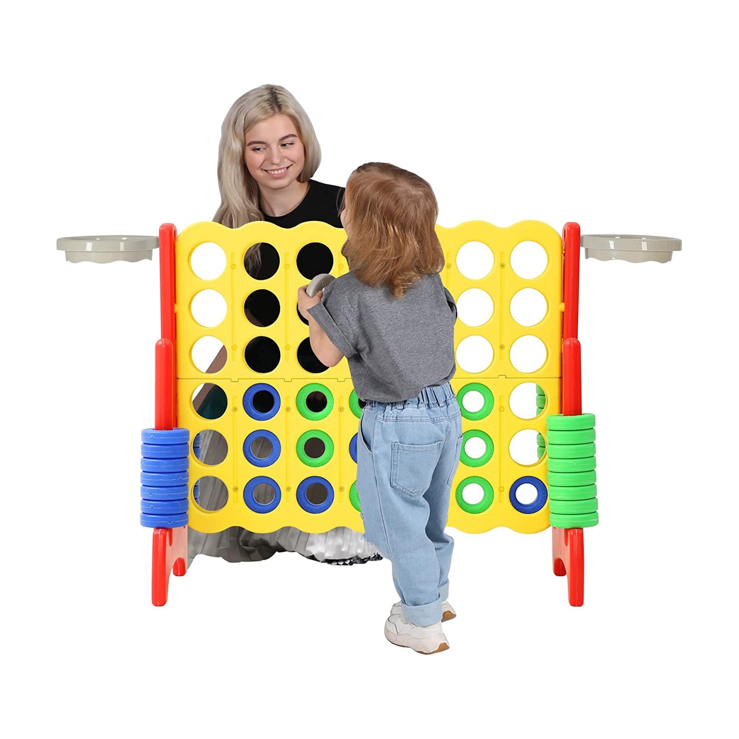 Sdadi Giant 33 Inch Easy Set Up Durable 4 In A Row Hoop Connect Strategy Game And Basketball Family Fun Board For Kids And Adult