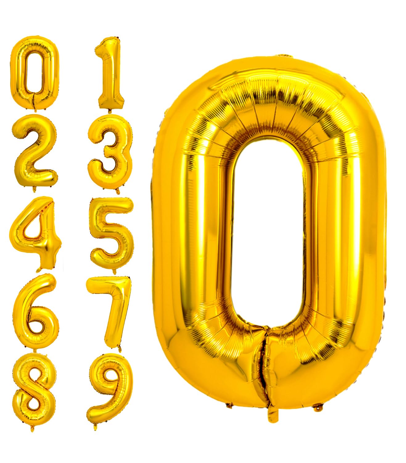 PIGETALE 40 Inch Gold Jumbo Number Balloons 0-9, Foil Mylar Helium for Birthday Parties, Celebrations, and Anniversaries