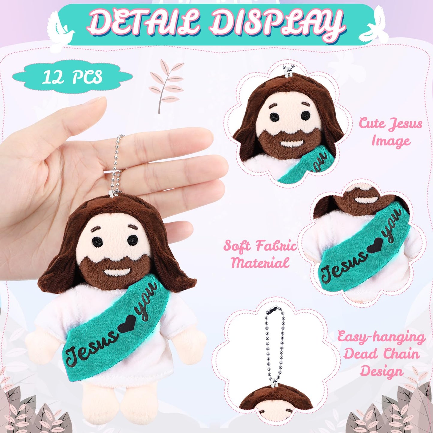 HyDren 12 Pcs Christian Jesus Plush Toys Operation Christmas Bulk 4 Loves You Jesus Stuffed Plush Dolls Religious Savior Plushie