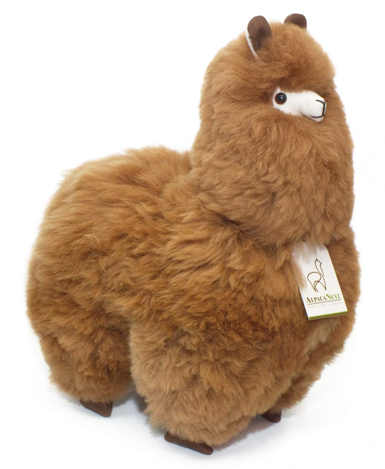 AlpacaNext Llama Stuffed Animal - 18 inch. Cute  Soft and Cuddly Alpaca Plush Toy Handcrafted on Real Alpaka Natural Fur (18 inches  Brown)