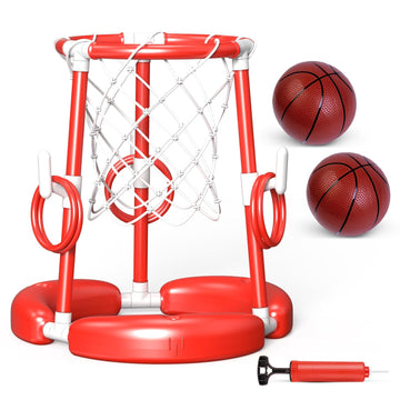 AuroTops Pool Basketball Hoop,2-in-1 Floating Basketball Hoop for Pool Games & Ring Toss Games for Kids,Summer Pool Toys,Family