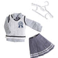 Ymy Ob22 Ob24 Doll Clothes Shirt Tie Waistcoat Dress Girls Uniform Set Bjd Doll Body Clothes Blythe (Blue)