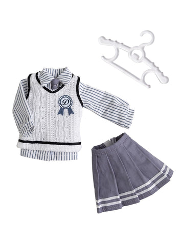 Ymy Ob22 Ob24 Doll Clothes Shirt Tie Waistcoat Dress Girls Uniform Set Bjd Doll Body Clothes Blythe (Blue)