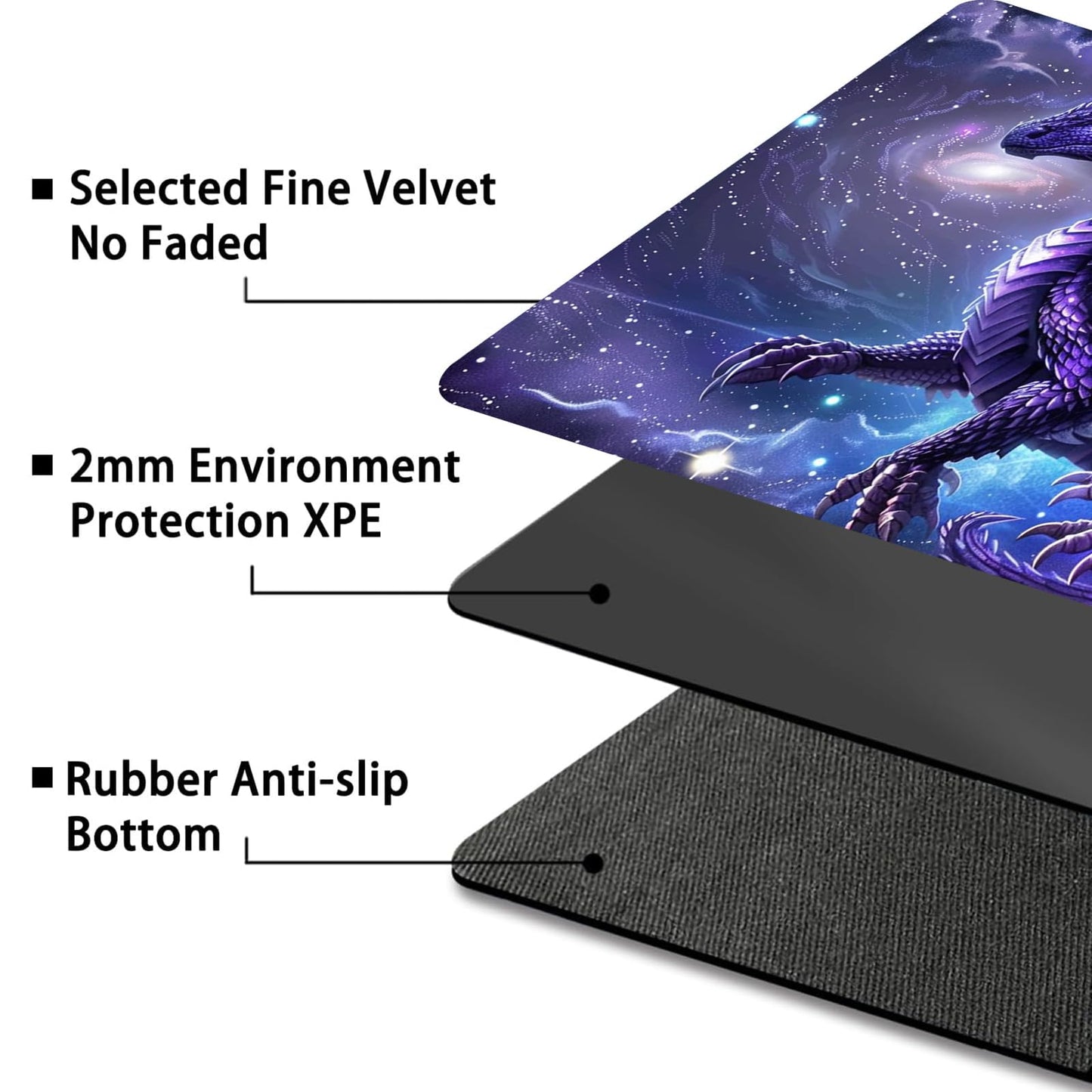 MTG Playmat Game Play Mat for MTG TCG 24 x 14 inches Cards Game Playmats Trading Card Game Stitched Play Mats Commander Deck Gaming Desk Mat Card Gameplay Mats Glowing Purple Dragon