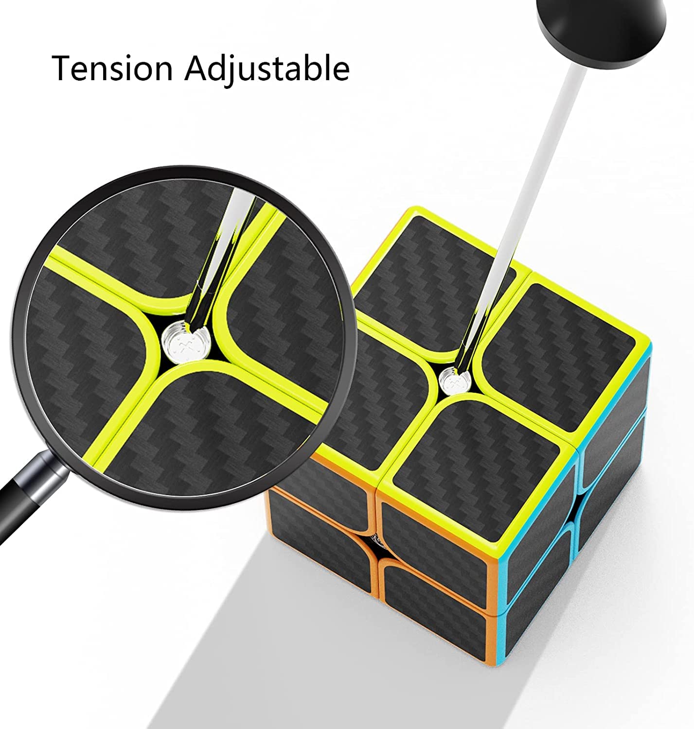 Roxenda 2X2X2 Speed Cube, 2 By 2 Magic Cube Smooth Puzzle Cube 50Mm (Carbon Fiber)