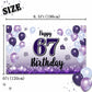 LASKYER Happy 67th Birthday Decorations,67th Purple Balloon Large Birthday Banner Backdrop Sign,67 Years Old Bday Party Supplies