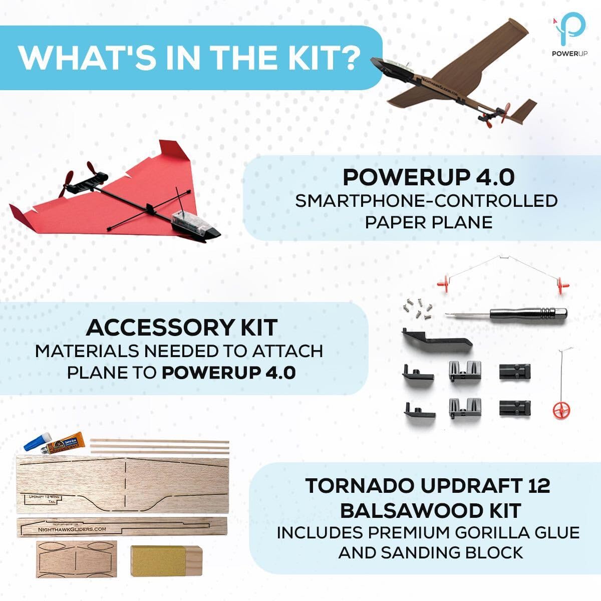 Powerup 4.0 Smartphone Controlled Balsa Wood Airplane Kit. Wood Plane Model Kit Easy And Fun To Fly. Outdoor Stem Building. Diy