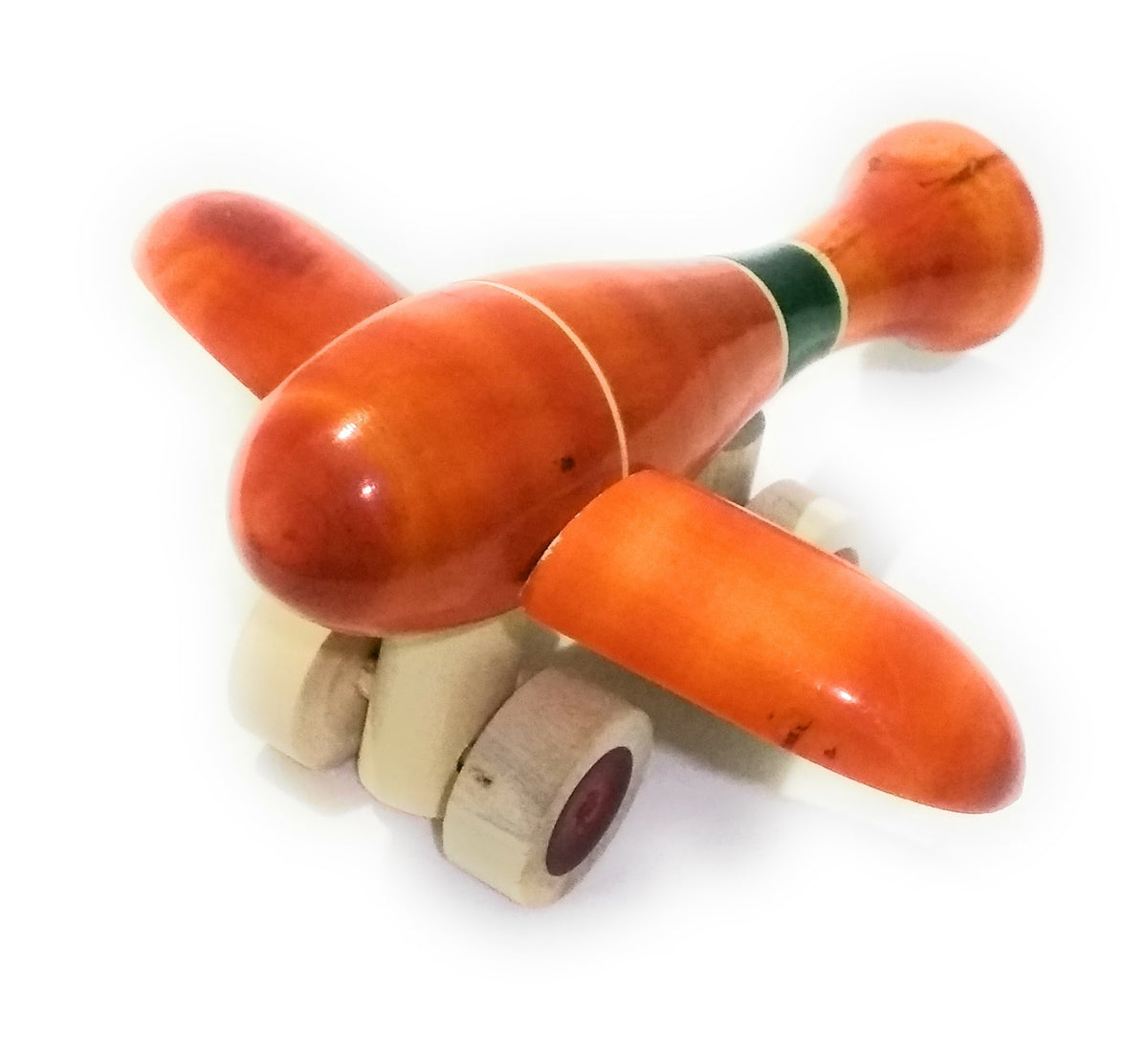 Crafts India Handcrafted Channapatna Wooden Bomber Aeroplane Pull Along Toy  Small (Multicolored)