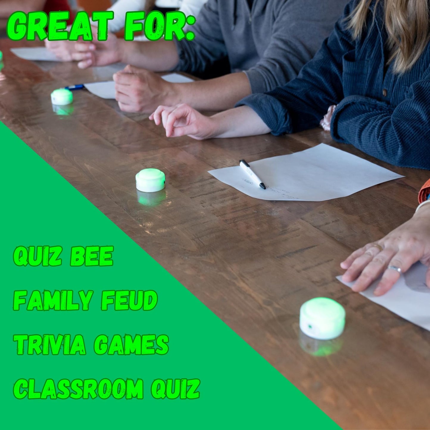 Trebisky Wireless Buzzer System for Game Show, 8 Players, Medium, Plastic, Model B206 - Ideal for Classroom and Trivia Nights